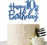 Royal Blue Glitter Happy 10th Birthday Cake Topper - 10 Sign Cake Topper - Cheers to 10 Years Party Supplies - 10th Birthday Party Decorations...