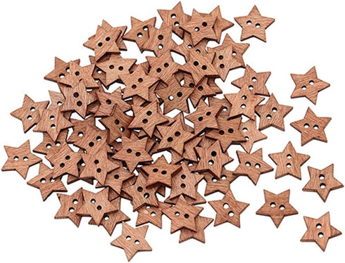 300Pcs 18mm 2 Holes DIY Star Shape Wooden Button Scrapbook Craft Sewing Decorations Buttons(0.7inch,Wood)...
