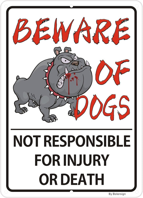 Beware of Dog Sign for Fence,No Trespassing Sign,10" x 7" x 0.04" Metal Sign,UV Protected and Weatherproof,Resistant to Fading and Harsh Weather,f...