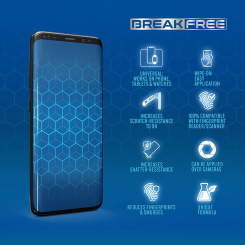 BREAK FREE Liquid Glass Screen Protector With $350 Coverage | Wipe On Shatter and Scratch Resistant Nano Protection for All Phones Tablets and Sma...
