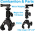 Super Clamp Motorcycle Handlebar Mount Multi Angle 360° Swivel Compatible with Gopro 12 Hero 12 11 10 9 / Insta 360 / DJI Action Cameras, with Dou...