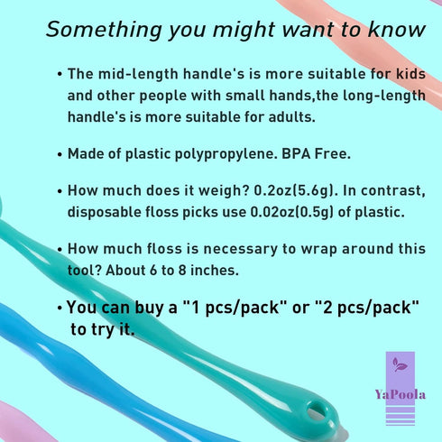 Design Colorful Floss Holder Reusable Dental Floss Handle Adults and Kids NO-Waste Floss Picksfloas Holder Flosser (PinkBlueGreenYellowPurpleLight...