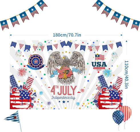 Independence Day Banners,6x3.6FT Large Size Independence Day Background Decoration for Holiday Party, Happy Independence Day 4th of July Parties H...