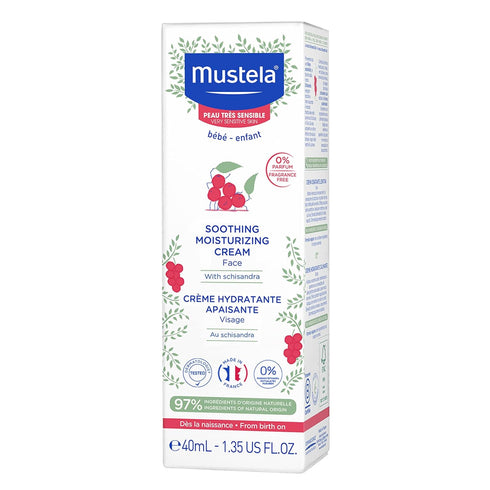 Mustela Baby Soothing Moisturizing Cream - Face Moisturizer for Very Sensitive Skin - with Natural Avocado & Schizandra Berry - Fragrance-Free - 1...