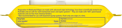 Preparation H Hemorrhoid Flushable Wipes with Witch Hazel for Skin Irritation Relief - 48 Count...
