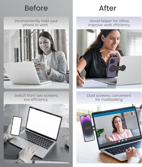 MoKo Magnetic Laptop Phone Holder, Adjustable Continuity Camera Mount for Monitor's Top and Side, Slim Computer Expansion Bracket Stand for Tesla,...