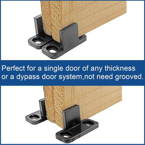 Black Sliding Barn Door Floor Guides Plastic Bypass Door Guide Hardware, 8-Pack...