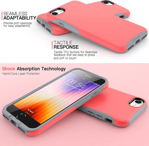 TEAM LUXURY Case for iPhone se (2022/2020), iPhone 8, iPhone 7 case - Shockproof Slim Protective Cover Compatible with Wireless Charging - (Pink C...