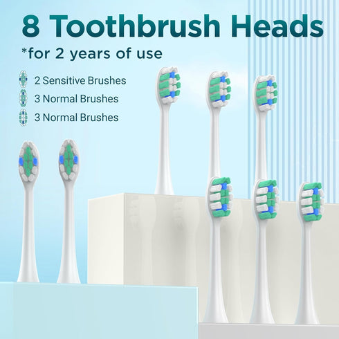 Electric Toothbrush for Adults with 8 Brush Heads, Sonic Toothbrush Rechargeable with a Holder & Travel Case, 2.5 Hours Charge for 120 Days Use - ...
