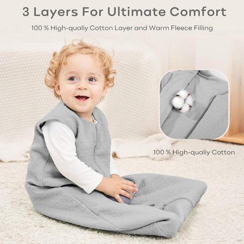 Yoofoss Baby Sleep Sack 0-6 Months, 2.0 TOG Baby Wearable Blanket with 2-Way Zipper, 100% Cotton Fabric Winter Newborn Sleeping sack, Warm Soft Co...