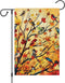 Louise Maelys Welcome Fall Garden Flag 12x18 Double Sided, Small Burlap Autumn Maple Tree Birds Garden Flag Fall Thanksgiving Outside Outdoor Hous...