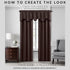 Elrene Home Fashions Colette Faux-Silk Scalloped Window Valance, 50 in x 21 in (Scalloped Valance), Chocolate...