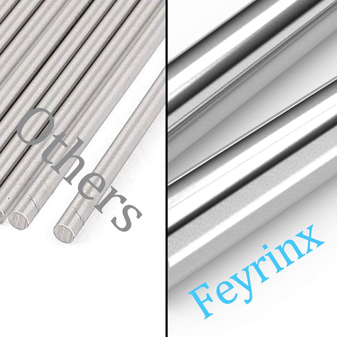 Linear Motion Rods, FEYRINX 2PCS 8mm x 370mm (.315 x 14.57 inches) Case Hardened Chrome Linear Rail Shaft for 3D Printer, DIY, CNC - Metric h8 Tol...