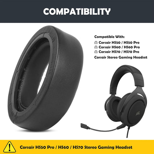 Protein Leather with Memory foam Headphone Earpads Replacement Ear Pads Compatible with Corsair HS50/Pro HS60/Pro HS70/Pro Stereo Gaming Headset...