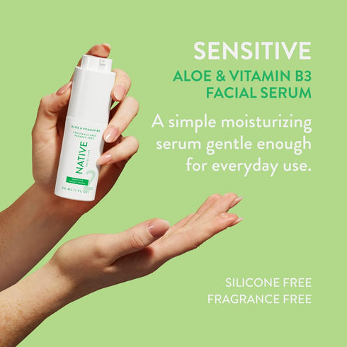 Native Sensitive Facial Serum Contains Naturally Derived Ingredients | Hydrating Serum with Aloe and Vitamin B3, Revitalize and Repair Your Skin, ...