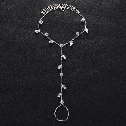 Kokoma Leaf Foot Chain Barefoot Sandals Anklet for Beach Rhinestone Anklets Crystal Ankle Bracelet for Women Lady's Beach Wedding Foot Jewelry Par...