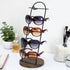 MyGift 5 Tier Black Metal Sunglasses Display Stand Rack Jewelry Organizer Holder for Sunglasses, Eyewear, Glasses with Round Burnt Wood Base...
