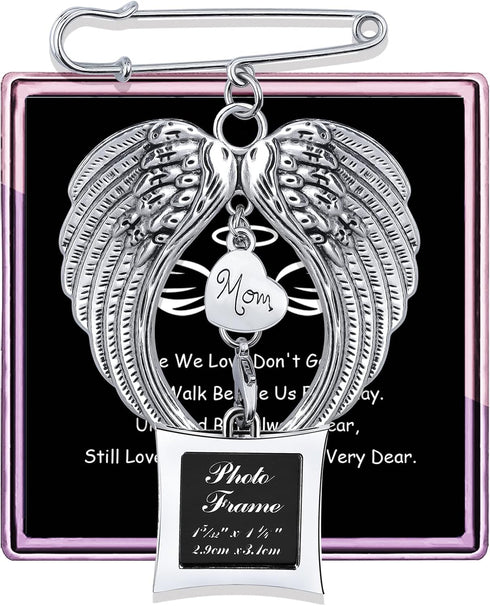 Sympathy Gifts for Loss of Mom Angel Wing Ornament Sometimes I Look Up and Know That Was You Guardian Angel Memorial Rear View Mirror Car Charm (S...
