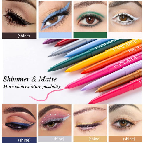 eyeliner pencil waterproof retractable eyeliner creamy pigmented smudge proof eye liner pen shimmer Dark Blue...