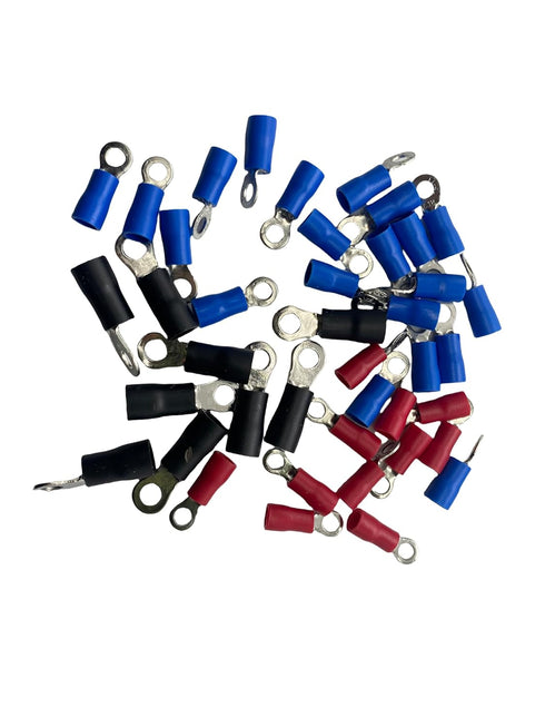 100PCS Insulated Ring Terminal Connectors for 22-16 Gauge AWG Wire, Crimp Terminals Electrical Connectors Spade Terminals for Car Boat Marine Audi...