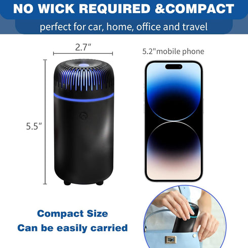 Car Diffuser Humidifier Aromatherapy Essential Oil Diffuser USB Mist Mini Portable Diffuser for Car Home Office Bedroom, 100ML...