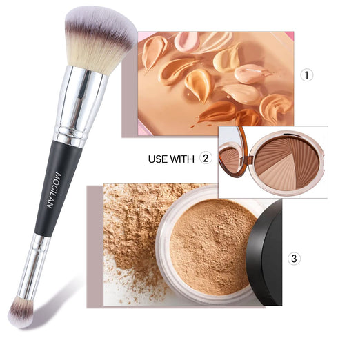 Makeup Brush Dual Ended Professional Foundation Brush For Liquid Makeup&Concealer Brush Under Eye for Flawless liquid Powder Foundation Blending,B...