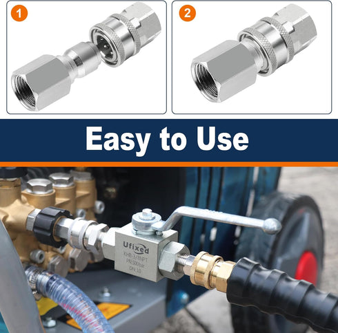 Non Rust 2 Sets 1/4 Inch Pressure Washer Coupler Quick Connect Plug, Stainless Steel Male and Female Quick Connect Fittings, Pressure Washer Adapt...