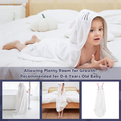 MICHLEY Animal Face Hooded Baby Towel Cotton Bathrobe for Boys Girls 0-6 Year White...