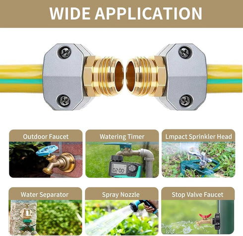 Garden Hose Repair Connector Fitting, Aluminum Female and Male With Zinc Clamp Water Hose End Repair Connector Fit 3/4 Inch or 5/8 Inch Garden Hos...