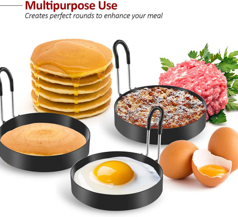 Eggs Rings, 4 Pack Stainless Steel Egg Cooking Rings, Pancake Mold for frying Eggs and Omelet...