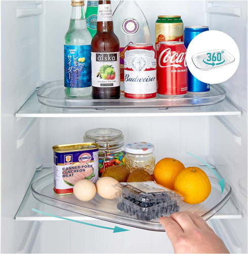 Lazy Susan Turntable Organizer for Refrigerator, 15.95'' Clear Rectangular Fridge Organizer Storage, Lazy Susan for Cabinet, Table, Pantry, Kitche...