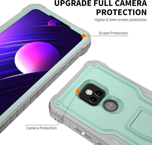 DUOPAL for Motorola Moto G Play 2021 Case, Military Grade Protection Shockproof Case with Tempered Glass HD Screen Protector and Kickstand Compati...