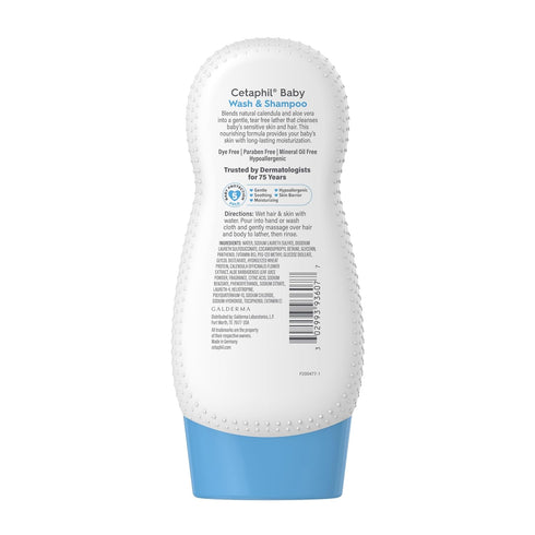 Cetaphil Baby Shampoo and Body Wash with Organic Calendula, Tear Free, Hypoallergenic, Ideal for Everyday Use, Dermatologist Tested, 7.8oz...