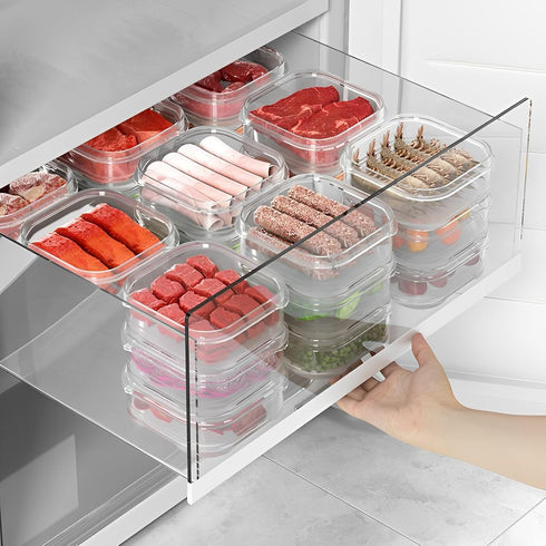 Food Storage Containers with Lids, Plastic Fridge Organizer Clear Bins, 350ml Sealed Food Containers, Reusable Takeaway Kitchen Freezer Storage Bo...