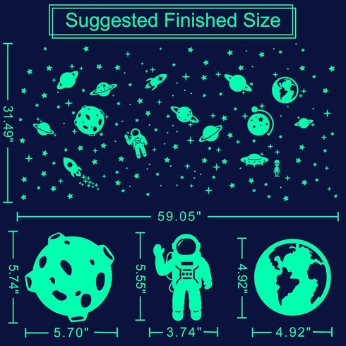 260 PCS Glow in The Dark Stars, Glowing Stars for Ceiling, Star Wall Decals Solar System Space Galaxy Planets Wall Stickers for Kids, Girls Boys R...