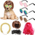 3 Pieces Dog Cosplay Wig, Cat Wigs, Dog Cosplay Costumes Accessories Include 3 Pieces Retro Pet Round Sunglasses and 1 Pieces Dog Chain Necklace, ...