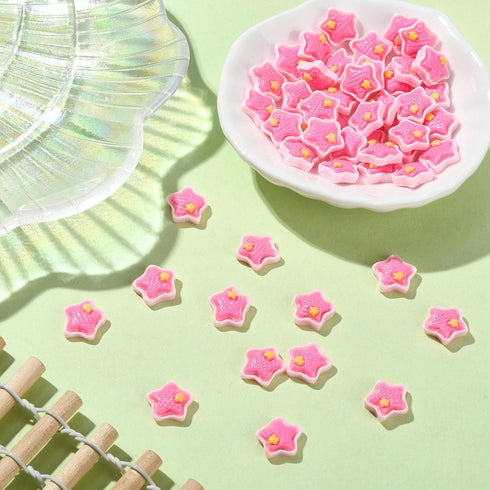 DanLingJewelry 100Pcs Pink 10mm Star Resin Cabochons Mini Flatback Nail Embellishments for DIY Art Jewelry Making Supplies...