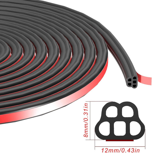 Car Door Rubber Seal Strip Adhesive Double Layer 5 Hole Rubber Automotive Weather Stripping Universal Auto Door Soundproofing Weatherstrip Fit Tru...