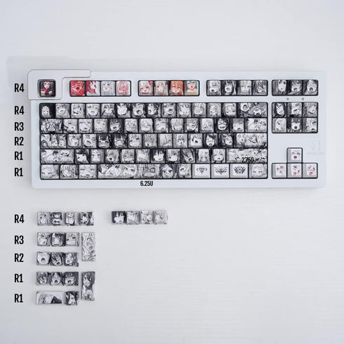 Gliging Translucent Keycaps PBT Dye Sublimation OEM Profile 108 Keycap Set Japanese Anime Keycap Keyset with Puller for Cherry Mx Gateron Kailh Sw...