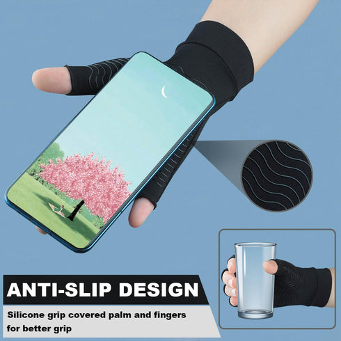 2 Pairs Copper Arthritis Compression Gloves for Rheumatoid, Osteoarthritis, Carpal Tunnel Pain Relief, Compression Hand Gloves for Women & Men,Ant...