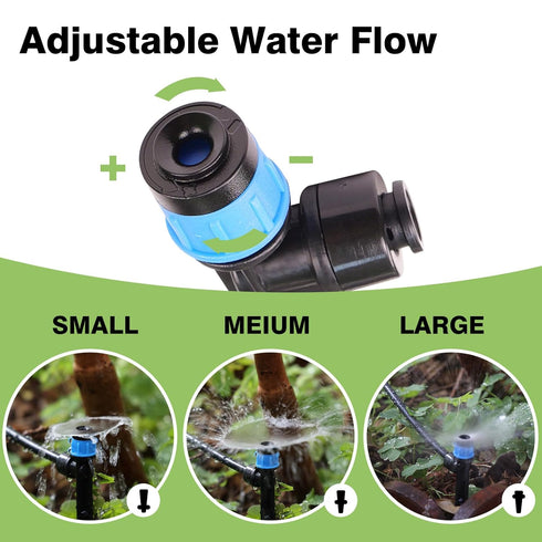 Maotong 32 Pack New Easy-Connect Drip Emitters Sprays for 1/4" Drip Irrigation Tubing (16 Pcs Quick-Connect Emitters Vortex+16 Pcs Quick-Connect E...