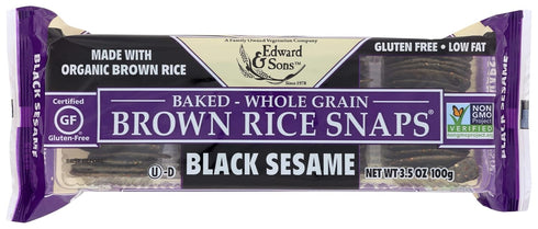 Edward & Sons, Brown Rice Snaps, Black Sesame Flavor, Organic, 3.5 oz...
