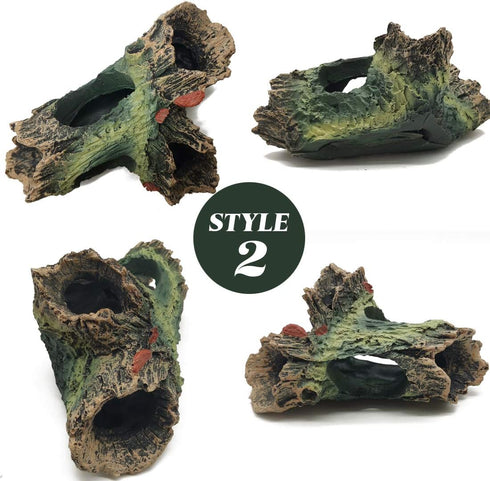 TIHOOD 3PCS Decaying Trunk Aquarium, Betta Fish Ornament, Freshwater Ornament - Resin Aquarium Decoration Log, Fish Tank Wood with Holes and Aquar...