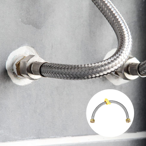 Faucet Supply Hose Connector (400mm/16") 2Pcs, 304 Stainless Steel G1/2 Female to G1/2 Female Water Supply Hose Brass Nut - for Kitchen Bathroom...