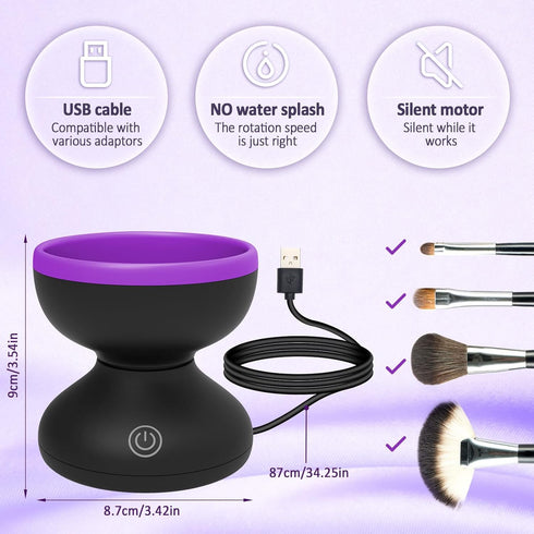 Electric Makeup Brush Cleaner- Catcan Make Up Brush Cleaner Machine for Portable Automatic USB Cosmetic Brush Cleaner Tools, Brush Cleaner Spinner...