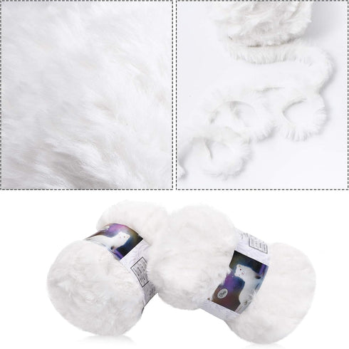 2 Pieces Skeins Soft Fur Yarn Fuzzy Fur Yarn Chunky Fluffy Faux Fur Yarn Eyelash Yarn Cream Fur Yarn for Crochet Blankets Rugs Clothes Knitting Pr...