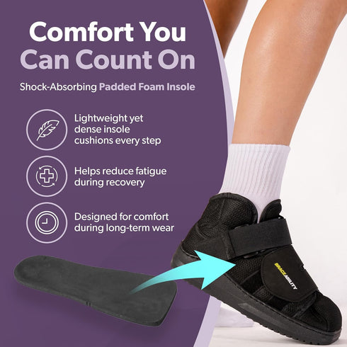 BraceAbility Closed Toe Medical Walking Shoe - Lightweight Broken Toe Cast Boot, Fractured Foot Brace for Metatarsal Stress Fracture, Post-op Buni...