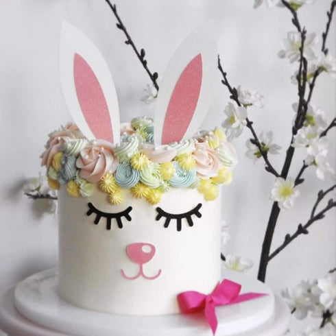 Qerleny Happy Birthday Cake Topper Birthday Party Cake Decoration Little White Rabbit Set...