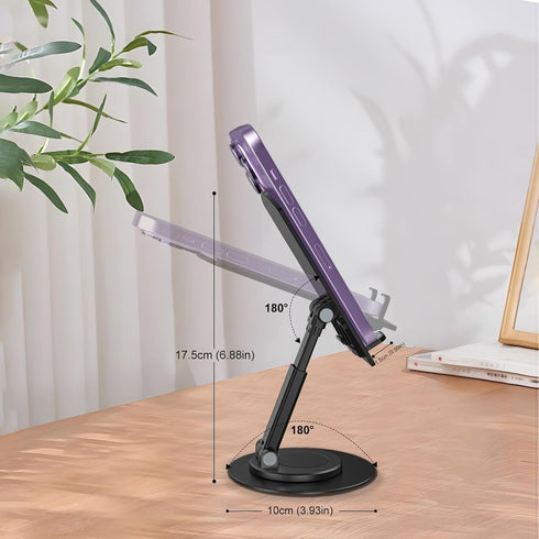 8849 Folding Phone Stand, Height Angle Adjustable Desktop Cell Phone Stand Holder for Desk, Anti-Slip Foldable Desk Phone Holder Compatible for iP...