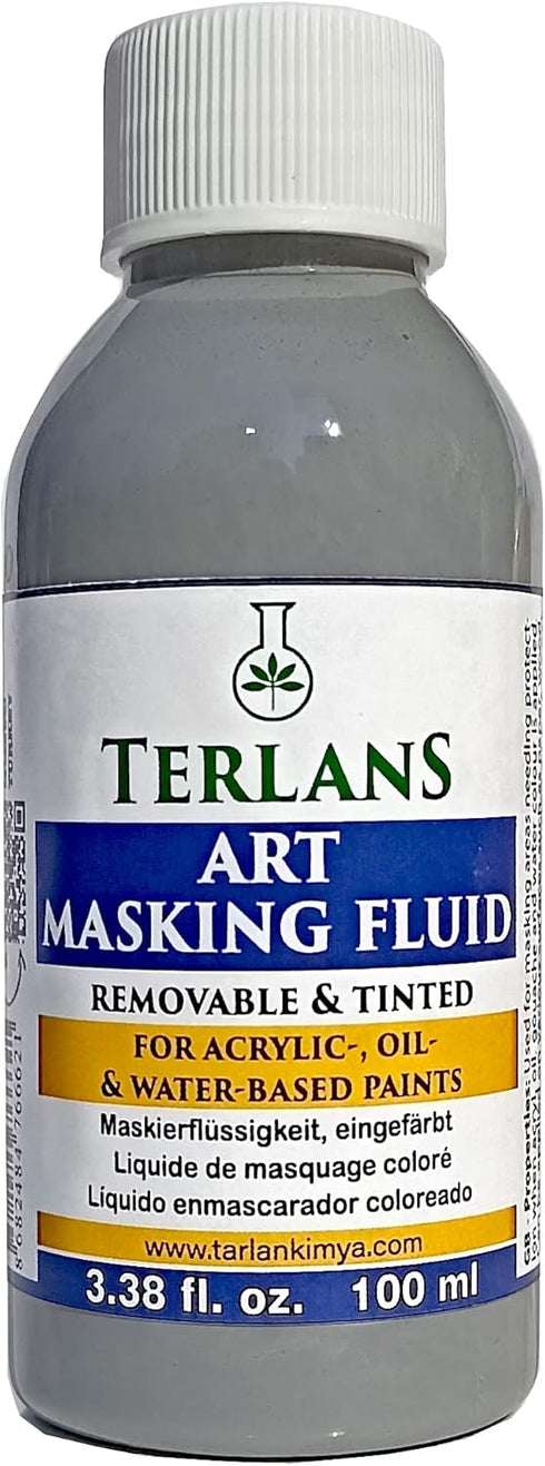 Art Masking Fluid | 3.38 fl.oz. (100 ml) | Easy Removable & Tinted | For Acrylic- Oil- and Water-based Paints...